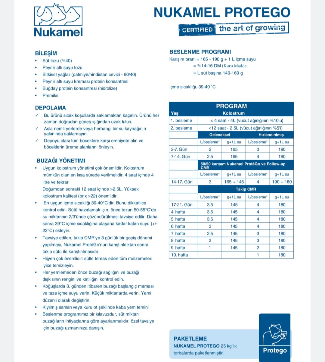 DİRİLİŞ Nukamel Protego(Buzağı Maması 25 kg Ilk 15 Gün ) - Görsel 3
